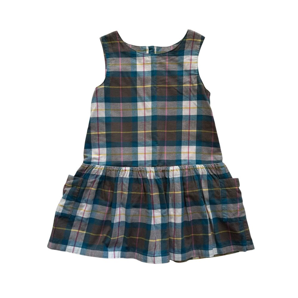 Mini Boden Plaid Flannel Jumper Dress Size 5-6y